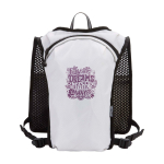 Colete de hidratação para corrida impermeável e refletor cor areia vista traseira com logo