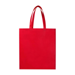 Saco de compras non-woven reciclado e duradouro com fole cor vermelho segunda vista frontal