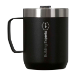 Caneca para acampar de aço inox reciclado 236 ml Stanley Everyday cor preto vista impressa logo 2