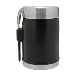 Recipiente de comida com talheres e tampa isolante com válvula 400 ml cor preto mate segunda vista traseira
