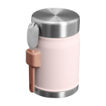 Recipiente de comida com talheres e tampa isolante com válvula 400 ml cor cor-de-rosa claro segunda vista traseira