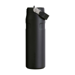 Garrafa aço inox reciclado rebatível palha 700 ml Stanley IceFlow™ 2.0 cor preto segunda vista frontal