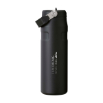 Garrafa aço inox reciclado rebatível palha 700 ml Stanley IceFlow™ 2.0 cor preto vista impressa logo 2