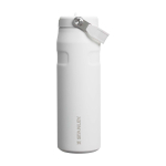 Garrafa aço inox reciclado rebatível palha 700 ml Stanley IceFlow™ 2.0 cor branco/azul segunda vista frontal
