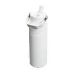 Garrafa aço inox reciclado rebatível palha 700 ml Stanley IceFlow™ 2.0 cor branco/azul