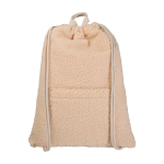 Mochila de cordão de sherpa reciclada com bolso frontal 9 L cor natural segunda vista frontal