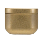 Vela aromática em lata quadrada com aroma a baunilha 50g cor dourado segunda vista frontal
