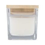 Vela aromática em frasco de vidro com tampa de bambu 40g cor branco segunda vista frontal