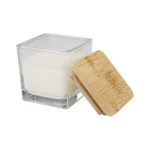Vela aromática em frasco de vidro com tampa de bambu 40g cor branco