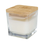 Vela aromática em frasco de vidro com tampa de bambu 40g cor branco segunda vista