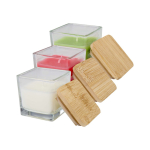 Vela aromática em frasco de vidro com tampa de bambu 40g cor branco segunda vista várias cores