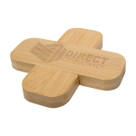 Base de bambu pequena com bordas arredondadas cor natural vista impressa logo 2