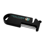 Ferramenta multiusos para cozinha com quatro funções essenciais cor preto vista impressão tampografia