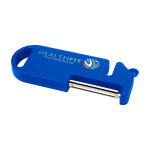 Ferramenta multiusos para cozinha com quatro funções essenciais cor azul vista impressão tampografia