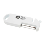 Ferramenta multiusos para cozinha com quatro funções essenciais cor branco vista impressão tampografia