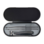 Conjunto de manicure que inclui todas as ferramentas essenciais cor preto segunda vista frontal