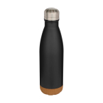 Garrafa de aço inoxidável de parede dupla com base de cortiça 500 ml cor preto