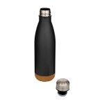 Garrafa de aço inoxidável de parede dupla com base de cortiça 500 ml cor preto segunda vista