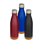 Garrafa de aço inoxidável de parede dupla com base de cortiça 500 ml cor azul real segunda vista várias cores