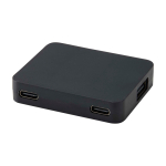 Hub USB com 4 portas, com entradas USB e saídas tipo A e tipo C cor preto