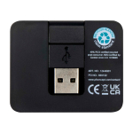 Hub USB com 4 portas, com entradas USB e saídas tipo A e tipo C cor preto segunda vista traseira