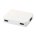 Hub USB com 4 portas, com entradas USB e saídas tipo A e tipo C cor branco