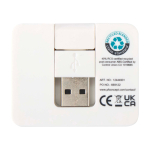 Hub USB com 4 portas, com entradas USB e saídas tipo A e tipo C cor branco segunda vista traseira