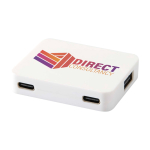 Hub USB com 4 portas, com entradas USB e saídas tipo A e tipo C cor branco