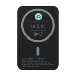 Powerbank sem fios magnético de plástico reciclado 10 000 mAh cor preto segunda vista traseira