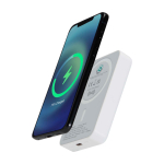 Powerbank sem fios magnético de plástico reciclado 10 000 mAh cor branco
