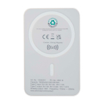 Powerbank sem fios magnético de plástico reciclado 10 000 mAh cor branco segunda vista traseira