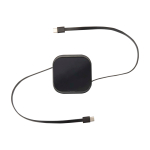 Cabo retráctil 5 em 1 de carga rápida e sincronização de dados 100 W cor preto segunda vista frontal