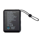 Powerbank de plástico reciclado com carga rápida 10 000 mAh cor preto segunda vista traseira