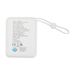 Powerbank de plástico reciclado com carga rápida 10 000 mAh cor branco segunda vista traseira