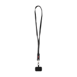 Lanyard para telemóvel, plástico reciclado, cabo de carga 5 em 1 65 W cor preto