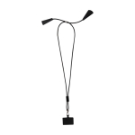 Lanyard para telemóvel, plástico reciclado, cabo de carga 5 em 1 100 W cor preto