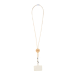 Lanyard para telemóvel com detalhe de bambu ecológico no centro vista principal