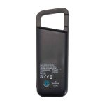 Powerbank ecológico resistente à água com mosquetão 5000 mAh cor preto segunda vista traseira