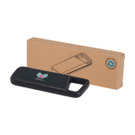 Powerbank ecológico resistente à água com mosquetão 5000 mAh cor preto vista impressão tampografia