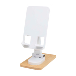 Suporte dobrável para telemóvel para secretária com base de bambu cor branco segunda vista