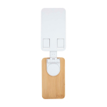 Suporte dobrável para telemóvel para secretária com base de bambu cor branco terceira vista frontal