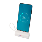 Powerbank 2 em 1 de plástico reciclado com suporte dobrável cor branco