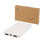 Powerbank de plástico reciclado com indicador LED de carga 10 000 mAh cor branco