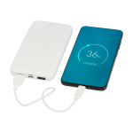 Powerbank de plástico reciclado com indicador LED de carga 10 000 mAh cor branco terceira vista