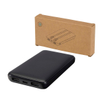 Powerbank de plástico reciclado com 2 cabos 10 000 mAh cor preto