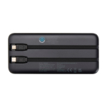 Powerbank de plástico reciclado com 2 cabos 10 000 mAh cor preto segunda vista traseira