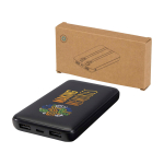 Powerbank de plástico reciclado com 2 cabos 10 000 mAh cor preto