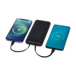 Powerbank de plástico reciclado com 2 cabos 10 000 mAh cor preto terceira vista