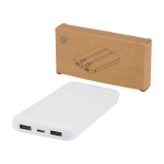 Powerbank de plástico reciclado com 2 cabos 10 000 mAh cor branco