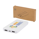 Powerbank de plástico reciclado com 2 cabos 10 000 mAh cor branco